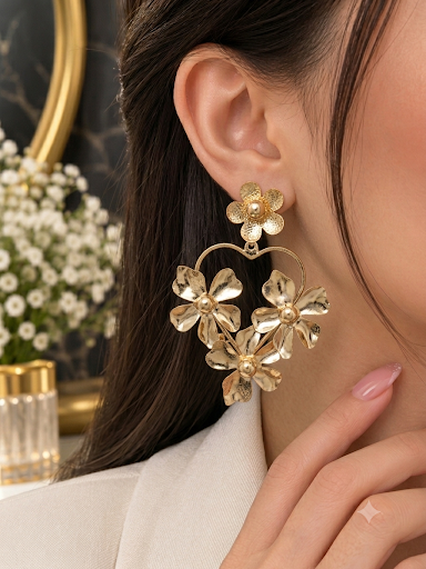 گوشواره قلبی گل
