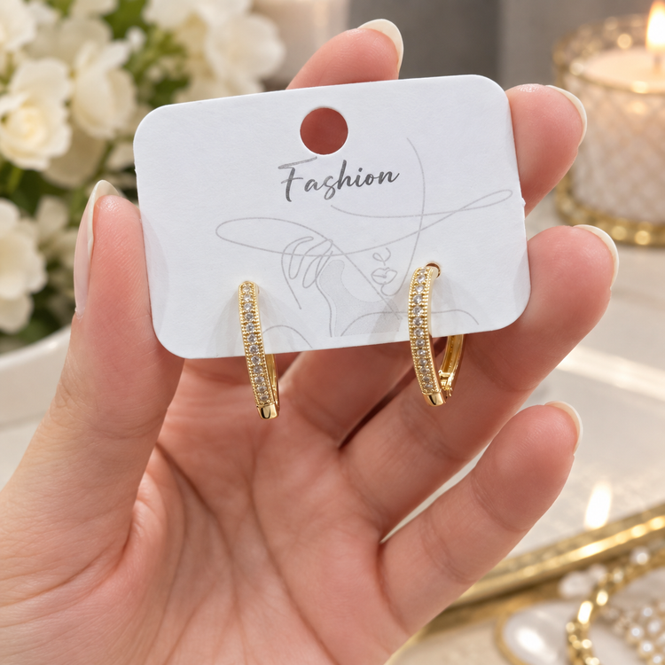 گوشواره حلقه ای نگین دار رنگ ثابت